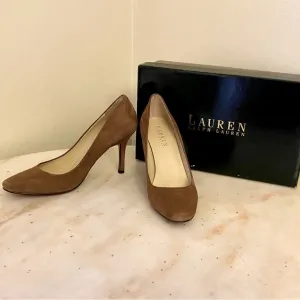 Lauren Ralph Lauren Caia Brown Suede 3.5 inch Heels Size 6.5