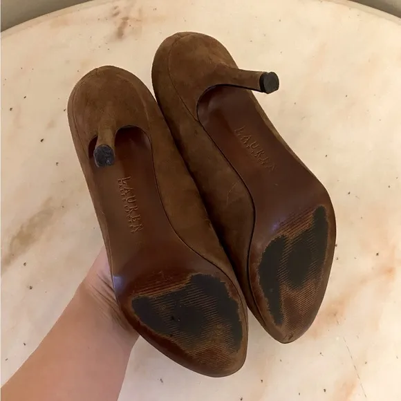 Lauren Ralph Lauren Caia Brown Suede 3.5 inch Heels Size 6.5