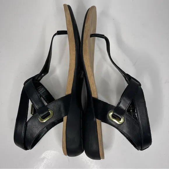 Lauren Ralph Lauren Kiana Black Leather Thong Wrap Ankle Sandals 9