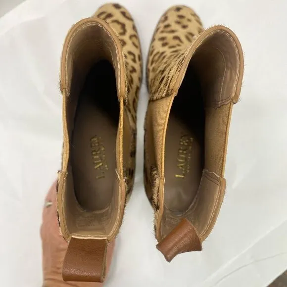 Lauren Ralph Lauren Mylah Bootie Women’s 6.5 Leopard Print Heeled  NWOB
