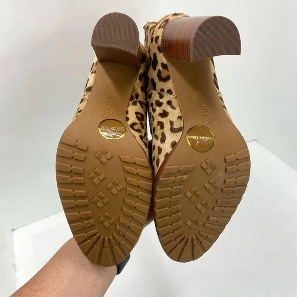 Lauren Ralph Lauren Mylah Bootie Women’s 6.5 Leopard Print Heeled  NWOB