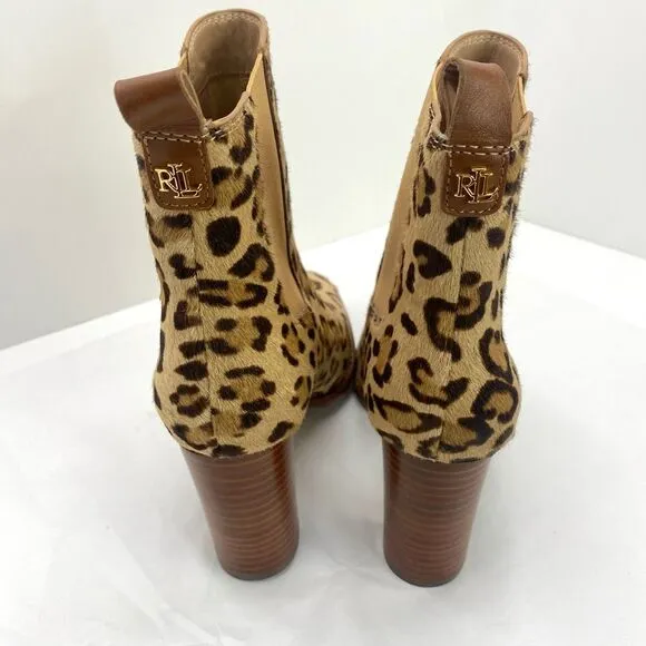 Lauren Ralph Lauren Mylah Bootie Women’s 6.5 Leopard Print Heeled  NWOB