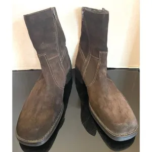 LAVORAZIONE ARTIGIANA Mens Suede Brown Ankle Casual Mens Zip Boots Sz 11