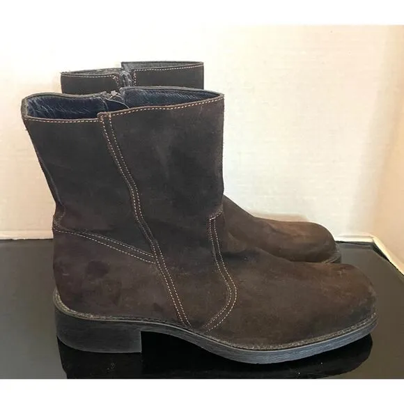 LAVORAZIONE ARTIGIANA Mens Suede Brown Ankle Casual Mens Zip Boots Sz 11