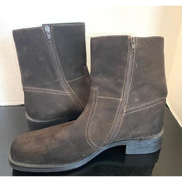 LAVORAZIONE ARTIGIANA Mens Suede Brown Ankle Casual Mens Zip Boots Sz 11