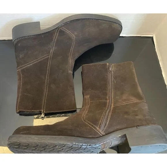 LAVORAZIONE ARTIGIANA Mens Suede Brown Ankle Casual Mens Zip Boots Sz 11
