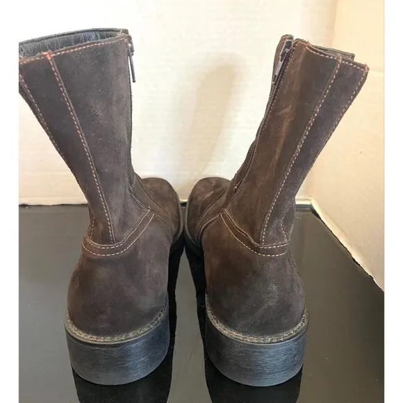 LAVORAZIONE ARTIGIANA Mens Suede Brown Ankle Casual Mens Zip Boots Sz 11