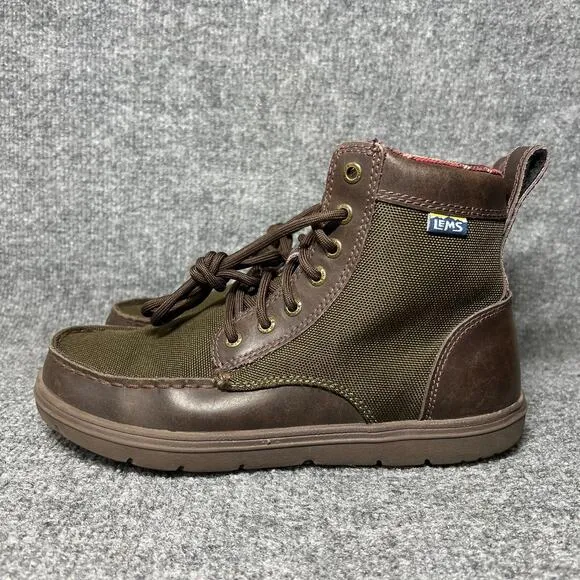 Lems Timber Unisex US M8.5/W10 Boots Brown Green Leather Lace-Up Hiking Boot