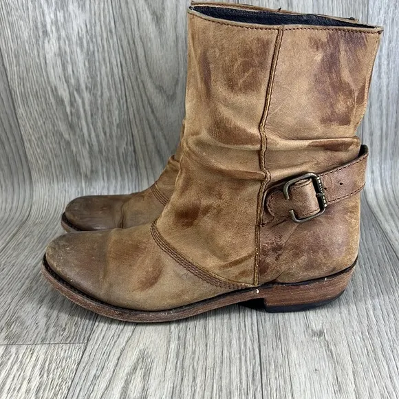 LIBERTY Black Brown Tambor Distressed Slouchy Boots