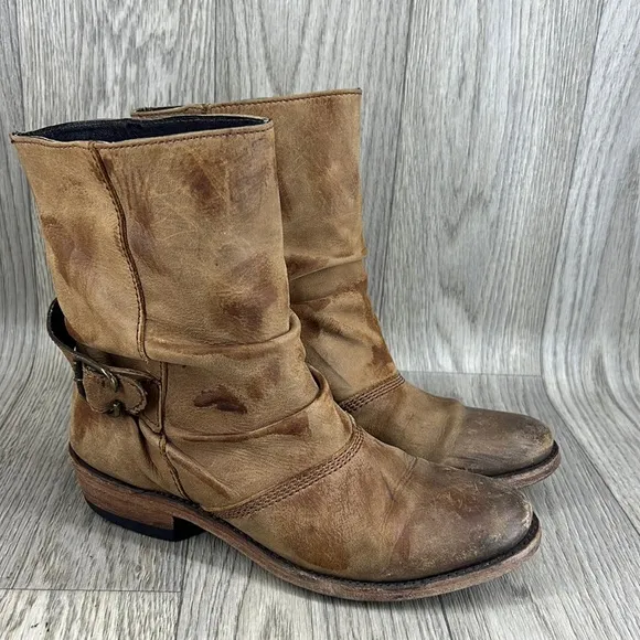 LIBERTY Black Brown Tambor Distressed Slouchy Boots