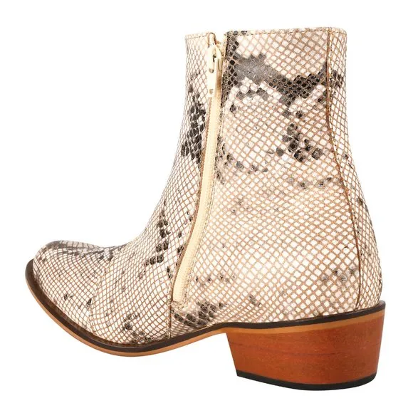 LIBERTYZENO Mens Beige Snake Casual Boots