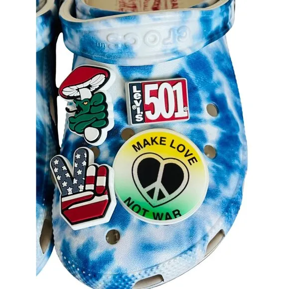 Limted Edition Levis X Crocs Blue Tie-Dye With Pins Comfortable Slip-On Shoes