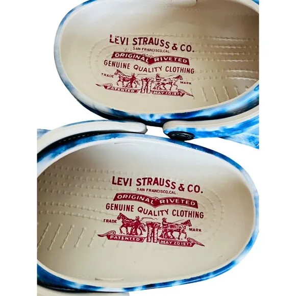 Limted Edition Levis X Crocs Blue Tie-Dye With Pins Comfortable Slip-On Shoes