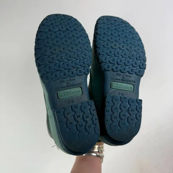 L.L. Bean Small Batch 6 Duck Boots Kids 3 Teal Leather Lace-Up Ankle Round Toe