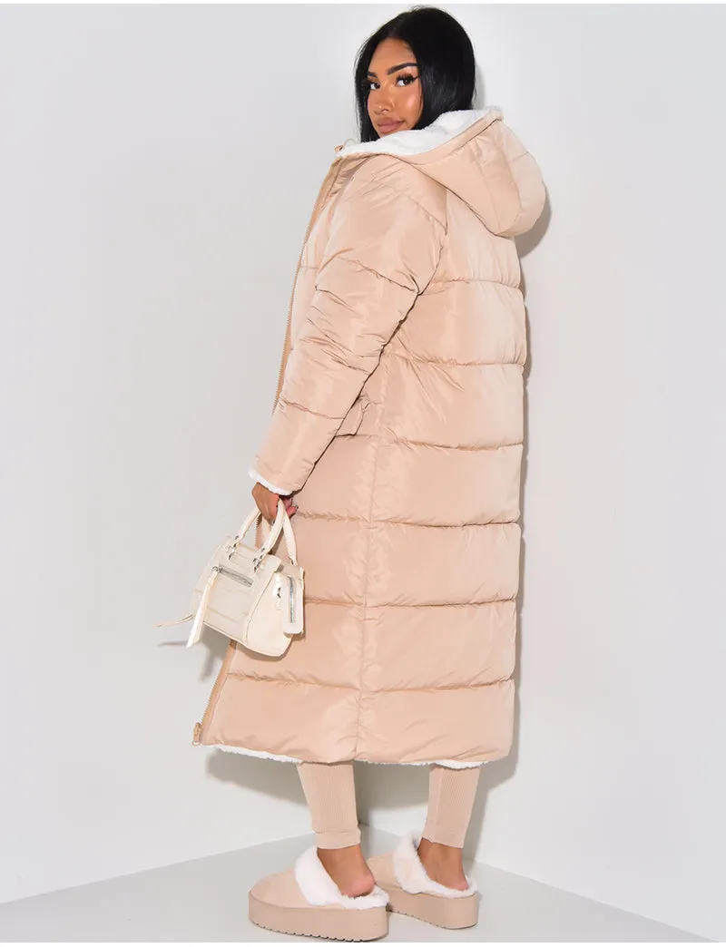 Longline Sherpa-Lined Puffer Coat | Oversized & Warm | Winter Essential