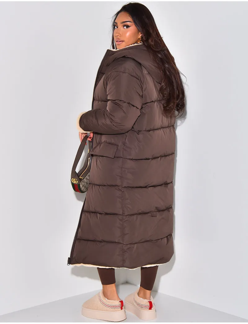Longline Sherpa-Lined Puffer Coat | Oversized & Warm | Winter Essential