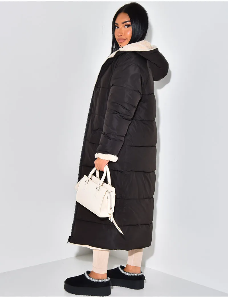 Longline Sherpa-Lined Puffer Coat | Oversized & Warm | Winter Essential