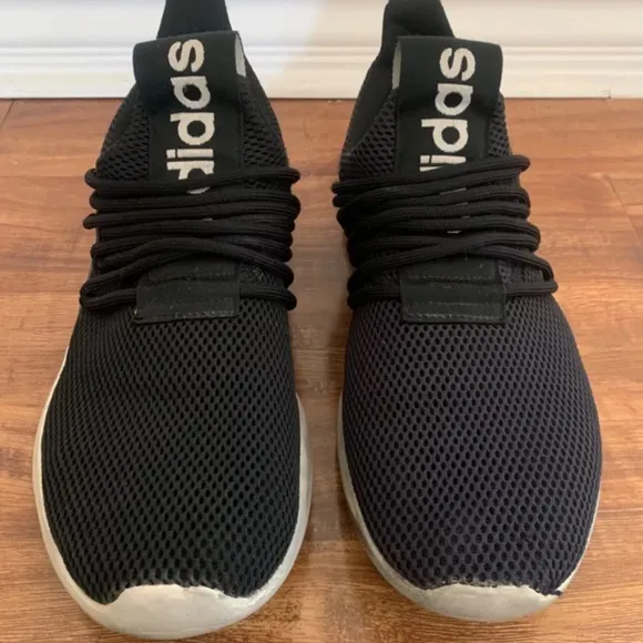 Lot of 2 ADIDAS ORIGINAL Mens Black White Mesh Low Top Sneakers  Shoes 12 &amp; 12.5