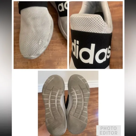 Lot of 2 ADIDAS ORIGINAL Mens Black White Mesh Low Top Sneakers  Shoes 12 &amp; 12.5