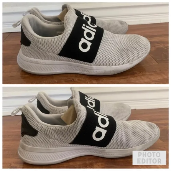 Lot of 2 ADIDAS ORIGINAL Mens Black White Mesh Low Top Sneakers  Shoes 12 &amp; 12.5