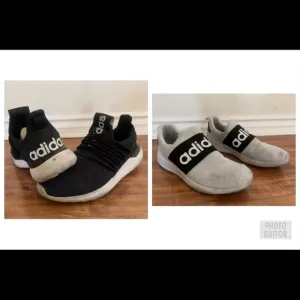 Lot of 2 ADIDAS ORIGINAL Mens Black White Mesh Low Top Sneakers  Shoes 12 &amp; 12.5