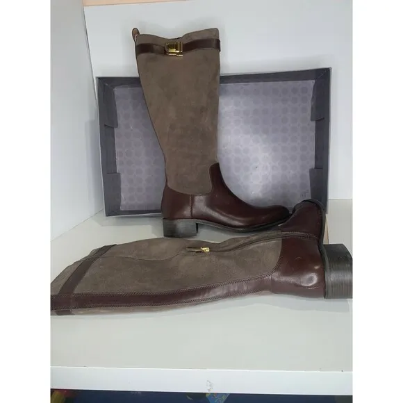 Louise et Cie Boots Womens 9 Brown LO-YVON Casual Burnt Oak Block Heels New