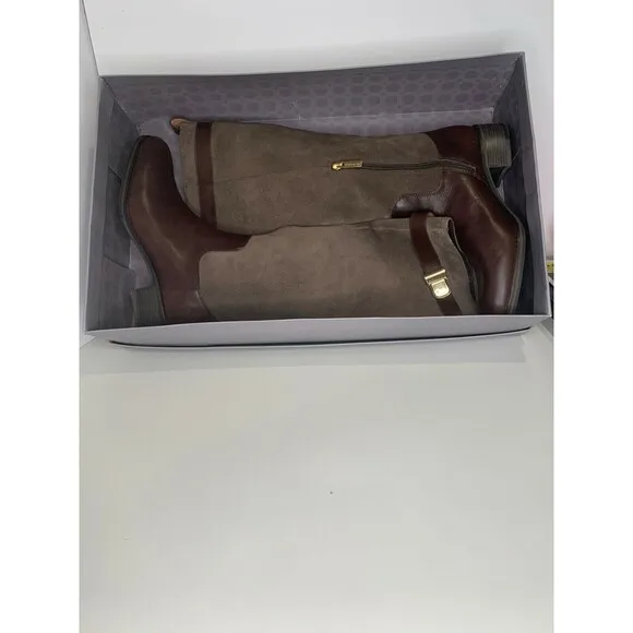 Louise et Cie Boots Womens 9 Brown LO-YVON Casual Burnt Oak Block Heels New