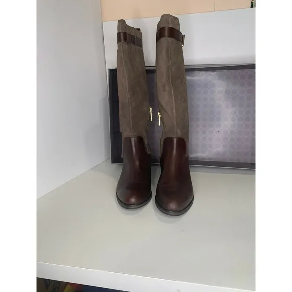 Louise et Cie Boots Womens 9 Brown LO-YVON Casual Burnt Oak Block Heels New