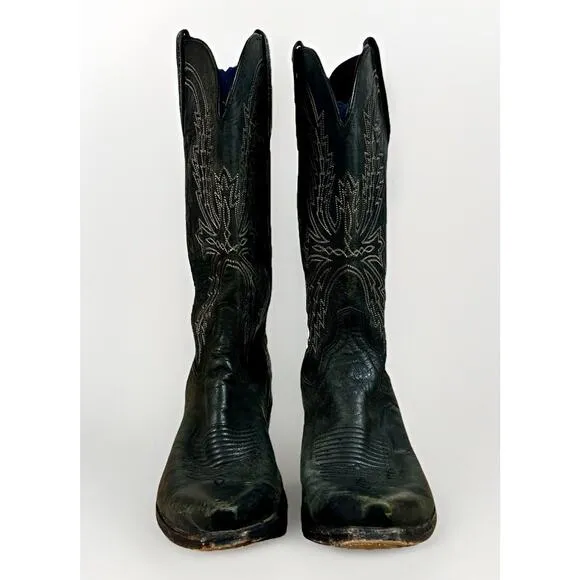 Lucchese 1883 N1560 Men’s Crayton Mad Dog Goat Boots Black Burnished Size 9.5 D