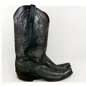 Lucchese 1883 N1560 Men’s Crayton Mad Dog Goat Boots Black Burnished Size 9.5 D