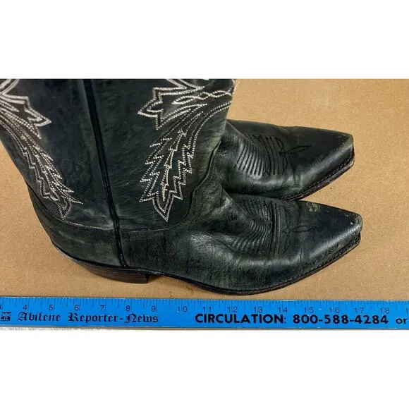 Lucchese 1883 N1560 Men’s Crayton Mad Dog Goat Boots Black Burnished Size 9.5 D