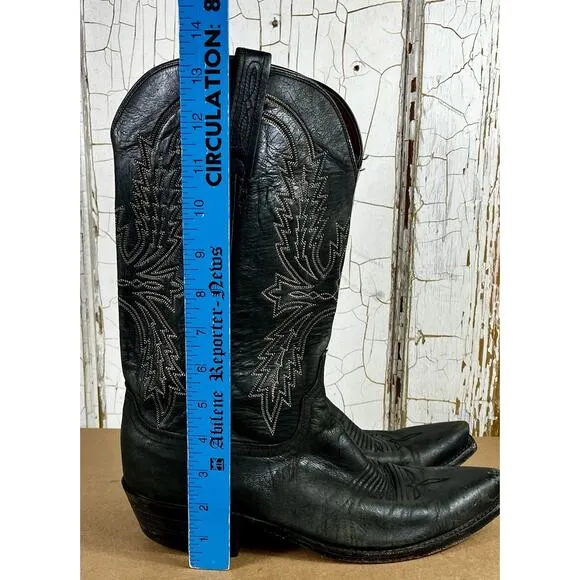 Lucchese 1883 N1560 Men’s Crayton Mad Dog Goat Boots Black Burnished Size 9.5 D