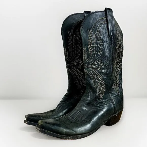 Lucchese 1883 N1560 Men’s Crayton Mad Dog Goat Boots Black Burnished Size 9.5 D