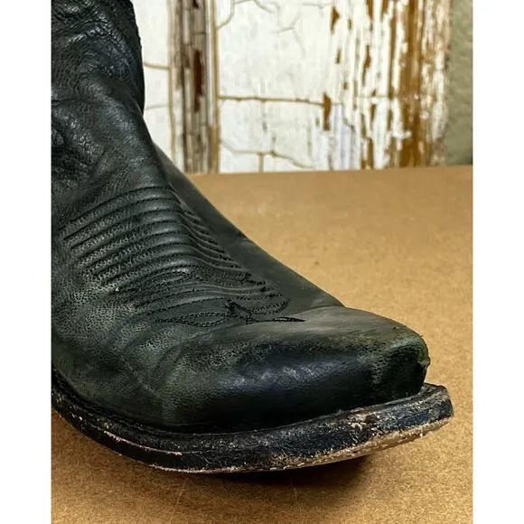Lucchese 1883 N1560 Men’s Crayton Mad Dog Goat Boots Black Burnished Size 9.5 D