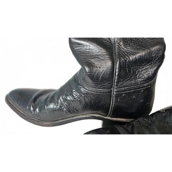 Lucchese Men's Vintage Black Leather Cowboy Boots Size 10 D