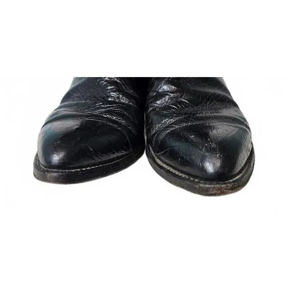 Lucchese Men's Vintage Black Leather Cowboy Boots Size 10 D