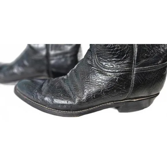 Lucchese Men's Vintage Black Leather Cowboy Boots Size 10 D