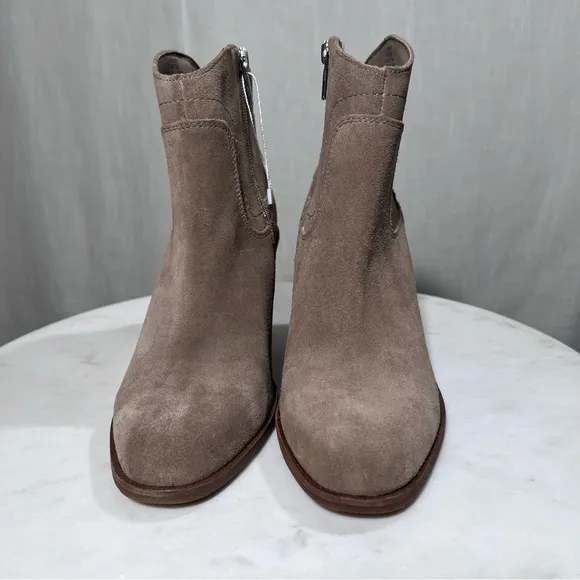 Lucky Brand NEW Waltz Suede Wedge Tan Taupe Ankle Bootie Boots Size 7.5