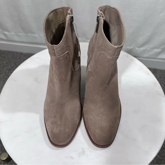 Lucky Brand NEW Waltz Suede Wedge Tan Taupe Ankle Bootie Boots Size 7.5