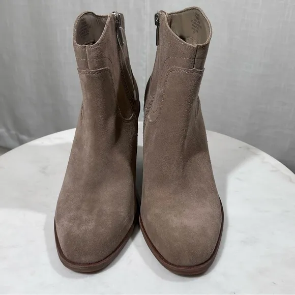 Lucky Brand NEW Waltz Suede Wedge Tan Taupe Ankle Bootie Boots Size 7.5