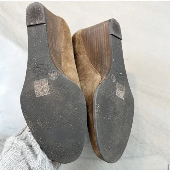 Lucky Brand Suede Wedge Brown Western Ankle Boot Booties 8.5