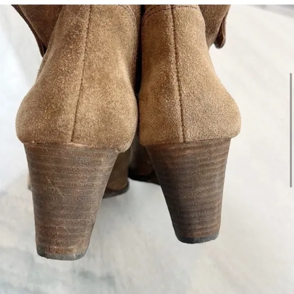 Lucky Brand Suede Wedge Brown Western Ankle Boot Booties 8.5