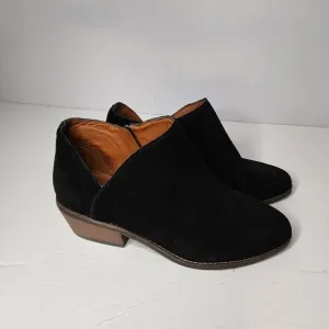 Lucky Brand Women's Fenley Boots Size 6.5 Black Suede Low Block Heel Zip Bootie