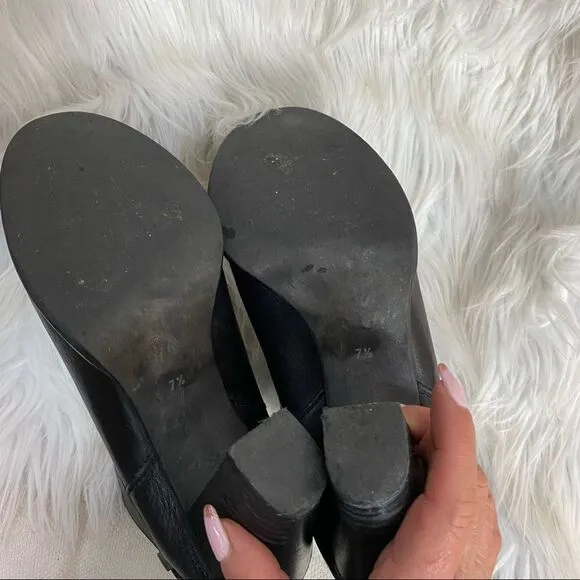 Madewell Lonny Ankle boots / booties black leather stack heel 7 1/2