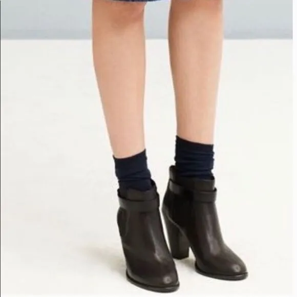 Madewell Lonny Ankle boots / booties black leather stack heel 7 1/2
