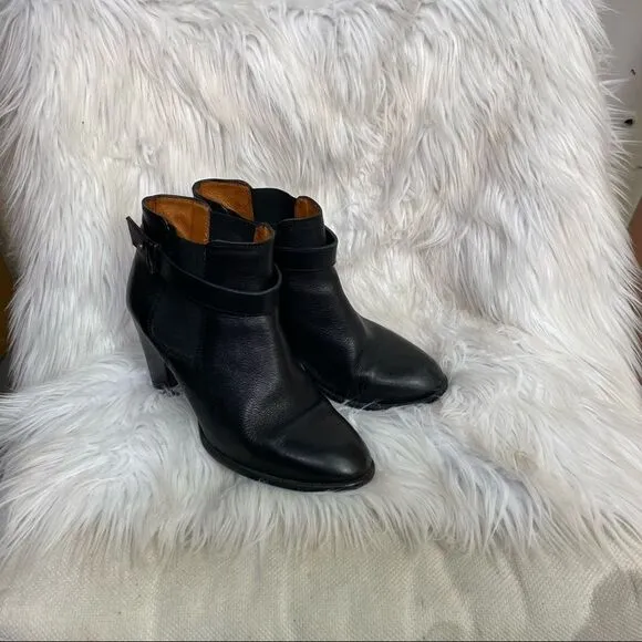 Madewell Lonny Ankle boots / booties black leather stack heel 7 1/2