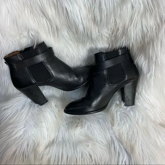 Madewell Lonny Ankle boots / booties black leather stack heel 7 1/2