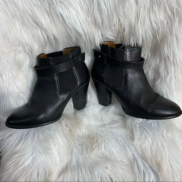 Madewell Lonny Ankle boots / booties black leather stack heel 7 1/2