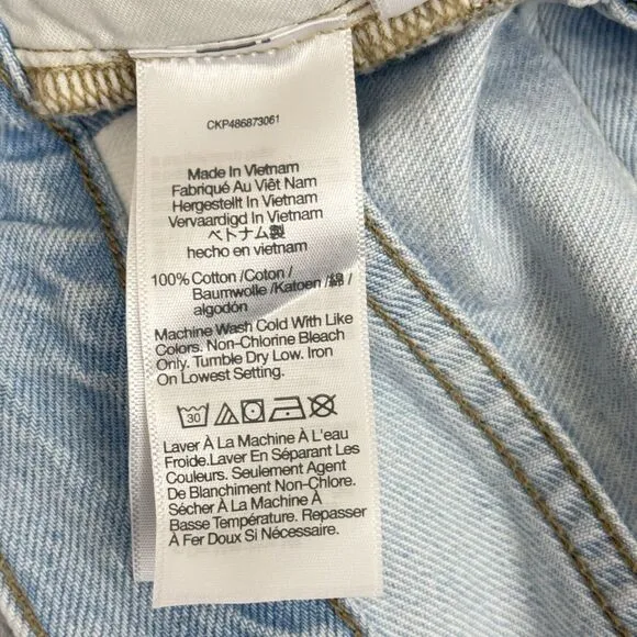 MADEWELL The '90s Mid-Length Jean Short 31 Pearlman Wash Light Blue NWT B36