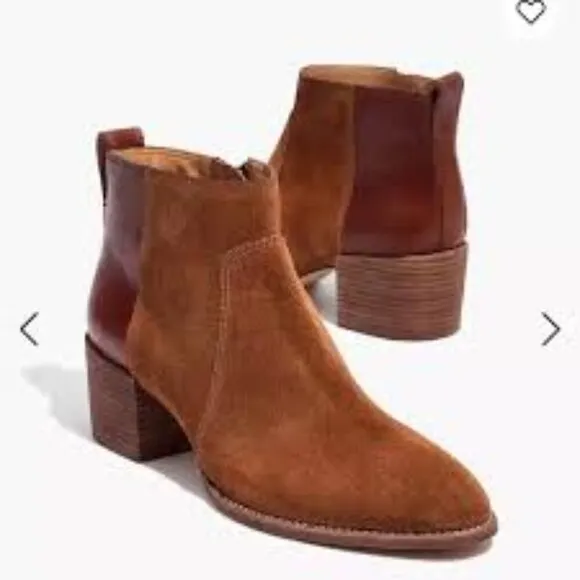 Madewell 'The Asher Boot in Suede and Leather' ankle brown tan caramel 9